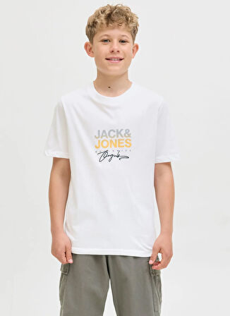 Jack & Jones Baskılı Beyaz Erkek Çocuk T-Shirt 12281852