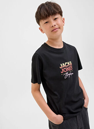 Jack & Jones Baskılı Siyah Erkek Çocuk T-Shirt 12281852