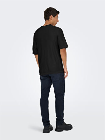 ONSKALMAR RLX 12 SS CREW KNIT  Siyah Kazak - 22033561