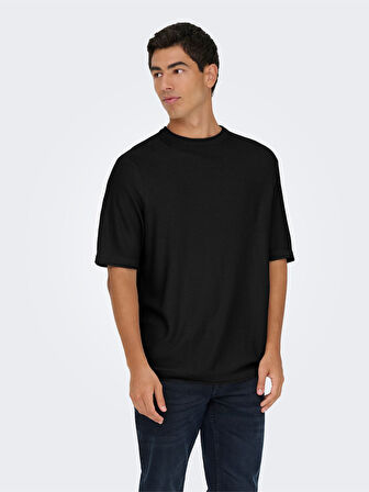 ONSKALMAR RLX 12 SS CREW KNIT  Siyah Kazak - 22033561