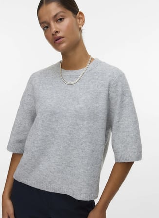 Vero Moda Gri Kadın Bisiklet Yaka Kazak 10325934-BS000086