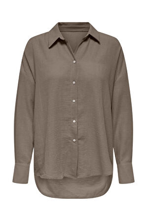 Only Kadın Onlbolzano Oversize Uzun Kollu Önü Kısa Arkası Uzun Gömlek 15353544 Fındık