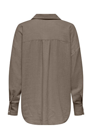 Only Kadın Onlbolzano Oversize Uzun Kollu Önü Kısa Arkası Uzun Gömlek 15353544 Fındık