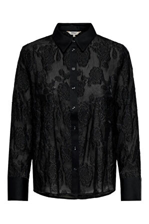 Only Kadın Onlava Uzun Kollu Dantel Detaylı Gömlek 15354748 Siyah