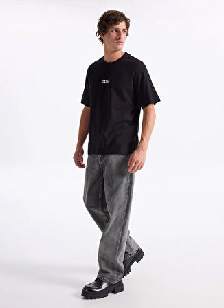 Jack & Jones Bisiklet Yaka Siyah Erkek T-Shirt 12282875_JCOSTANCE MINIMAL TEXT TEE