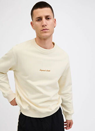 Jack & Jones Bisiklet Yaka Krem Erkek Sweatshırt 12282893_JORNORREBRO EMB SWEAT CREW