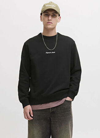 Jack & Jones Bisiklet Yaka Siyah Erkek Sweatshırt 12282893_JORNORREBRO EMB SWEAT CREW