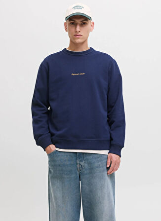 Jack & Jones Bisiklet Yaka Mavi Erkek Sweatshırt 12282893_JORNORREBRO EMB SWEAT CREW
