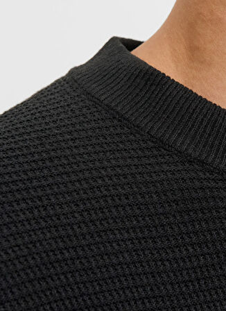 Jack & Jones Bisiklet Yaka Rahat Siyah Erkek Kazak 12283452_JCOTIER KNIT CREW NECK