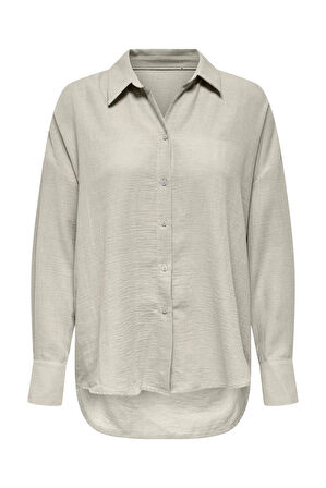 Only Kadın Onlbolzano Oversize Uzun Kollu Önü Kısa Arkası Uzun Gömlek 15353544 A.Bej