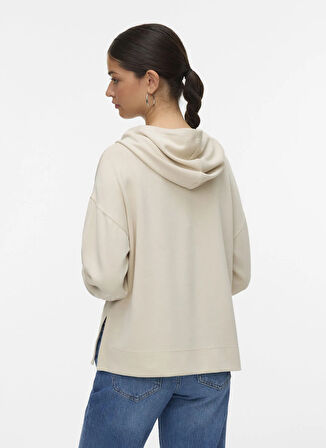 Vero Moda Kapüşon Yaka Düz Krem Kadın Sweatshırt VMHALI LS HOODIE JRS GA BOO