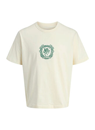 Jack & Jones Bisiklet Yaka Krem Erkek T-Shirt 12283763_JORCAMBRIDGE EMB TEE SS CR
