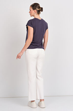 Only Kadın Onlfree Dantel Detaylı Kısa Kollu T-Shirt 15350108 Lacivert