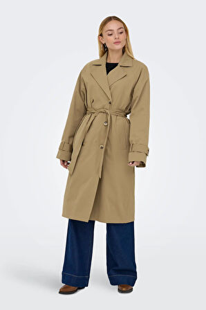 Only Kadın Onlorchıd Belden Bağlamalı Uzun Trençkot 15355443 Kahverengi