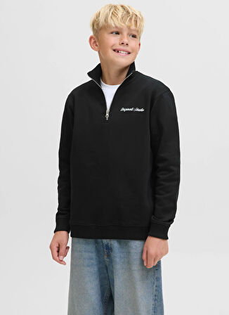 Jack & Jones Nakışlı Erkek Çocuk Siyah Sweatshırt 12284067