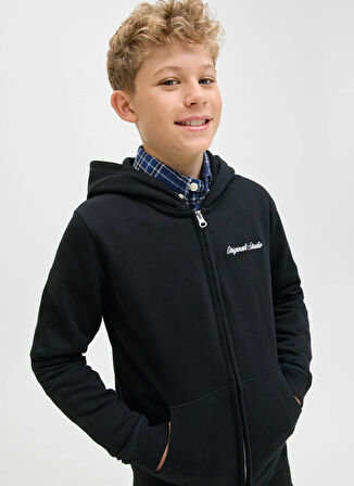 Jack & Jones Nakışlı Erkek Çocuk Siyah Sweatshırt 12284068