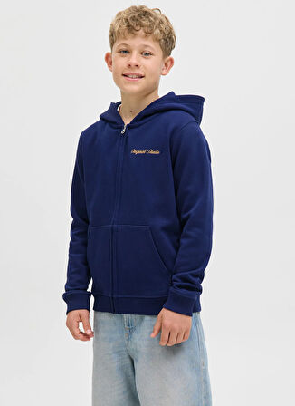 Jack & Jones Nakışlı Erkek Çocuk Mavi Sweatshırt 12284068