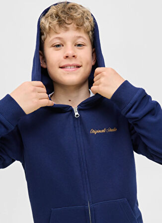 Jack & Jones Nakışlı Erkek Çocuk Mavi Sweatshırt 12284068