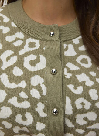 Vero Moda Bisiklet Yaka Normal Yeşil Kazak Kadın VMTRES BIEN 2/4 O-NECK CARDIGAN