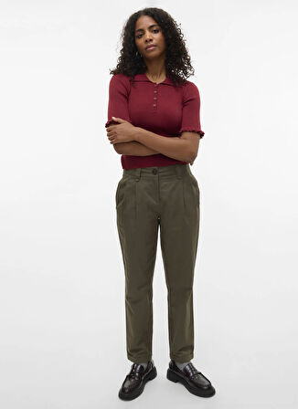 Vero Moda Orta Bel Regular Fit Yeşil Kadın Pantolon VMCHIRA MW BARREL PANT