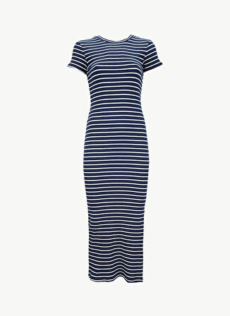 Vero Moda Bisiklet Yaka Lacivert Uzun Kadın Elbise VMSEA SS 7/8 DRESS JRS