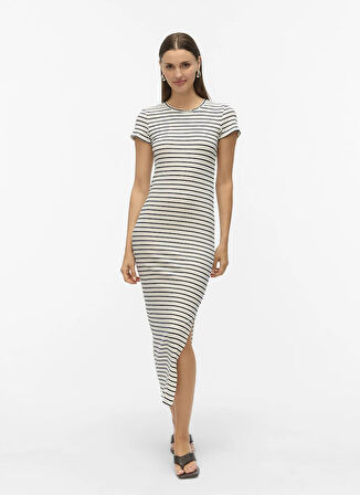 Vero Moda Bisiklet Yaka Beyaz Uzun Kadın Elbise VMSEA SS 7/8 DRESS JRS