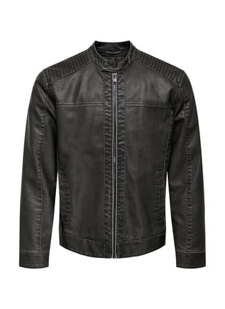 Only & Sons Normal Siyah Erkek Ceket ONSMIKE PU RACER JACKET OTW NOOS