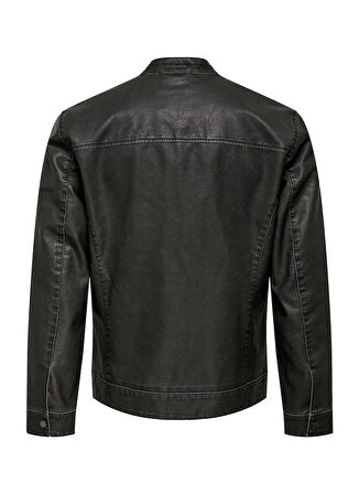 Only & Sons Normal Siyah Erkek Ceket ONSMIKE PU RACER JACKET OTW NOOS