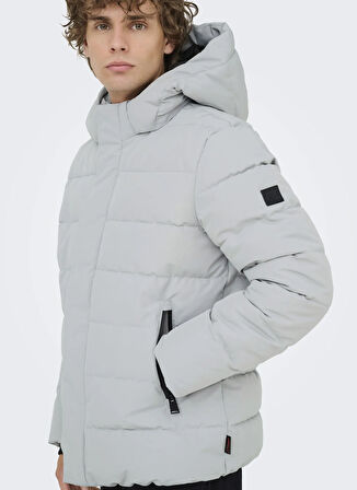 Only & Sons Açık Gri Erkek Mont ONSCAYSON PUFFA OTW NOOS