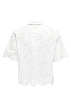 Only Onlvalais % 100 Pamuk Regular Fit Klasik Yaka Ajurlu Gömlek Bayan GÖMLEK 15351106 EKRU