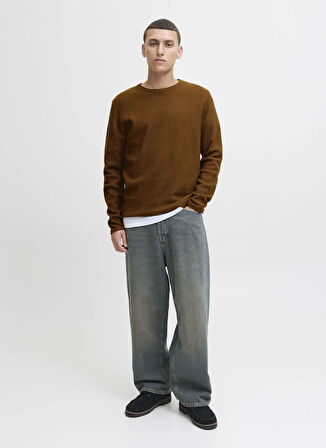 Jack & Jones Bisiklet Yaka Normal Kahve Erkek Kazak 12258407_JJECOOPER KNIT CREW NECK N