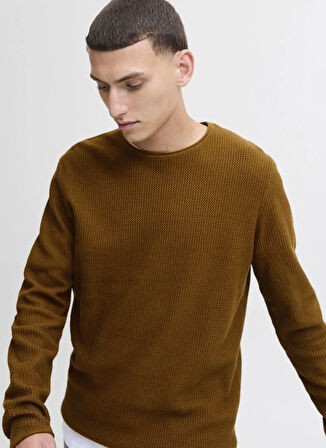 Jack & Jones Bisiklet Yaka Normal Kahve Erkek Kazak 12258407_JJECOOPER KNIT CREW NECK N