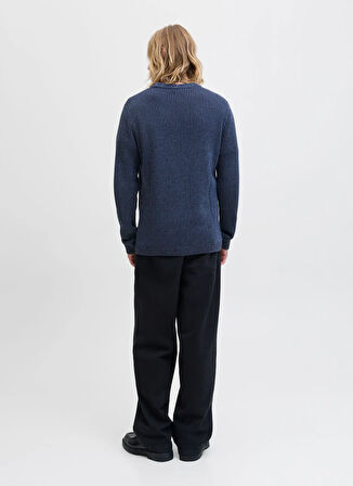 Jack & Jones Bisiklet Yaka Normal Lacivert Erkek Kazak 12278816_JJEDOVER KNIT CREW NECK SN