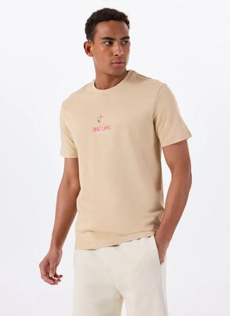 Only & Sons O Yaka Baskılı Açık Kahve Erkek T-Shirt ONSERHAN REG SS TEE CS