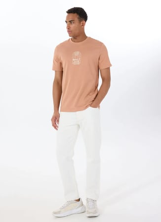 Only & Sons O Yaka Baskılı Somon Erkek T-Shirt ONSMETIN REG SS TEE