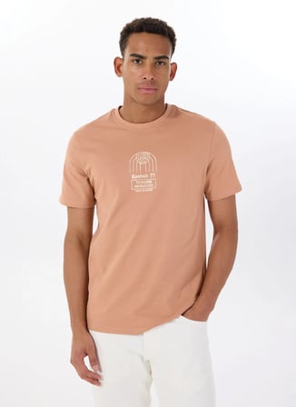 Only & Sons O Yaka Baskılı Somon Erkek T-Shirt ONSMETIN REG SS TEE