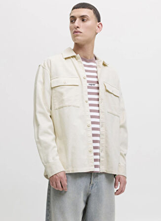 Jack & Jones Rahat Krem Erkek Gömlek 12278825_JJEPERFECT CORDUROY OVERSH