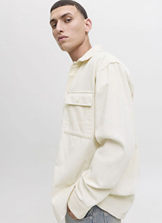 Jack & Jones Rahat Krem Erkek Gömlek 12278825_JJEPERFECT CORDUROY OVERSH