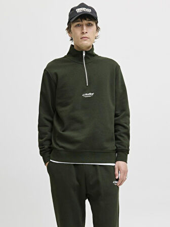 Jack Jones Soho Relax Fit Yaka Fermuarlı Erkek Sweat 12278793