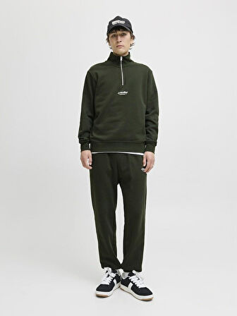 Jack Jones Soho Relax Fit Yaka Fermuarlı Erkek Sweat 12278793