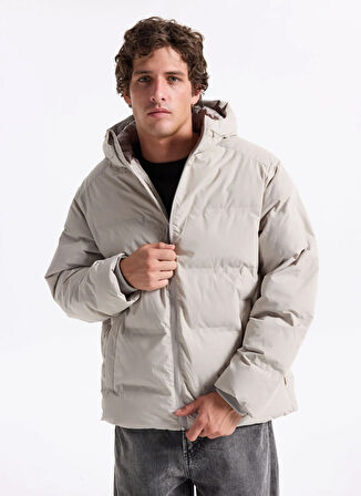 Jack & Jones Açık Gri Erkek Mont 12278749_JJESOHO PUFFER HOOD SN
