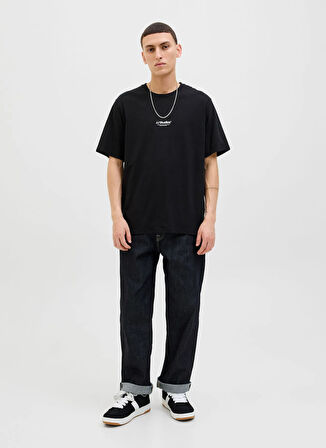 Jack & Jones Bisiklet Yaka Siyah Erkek T-Shirt 12278787_JJESOHO TEE SS CREW NECK N