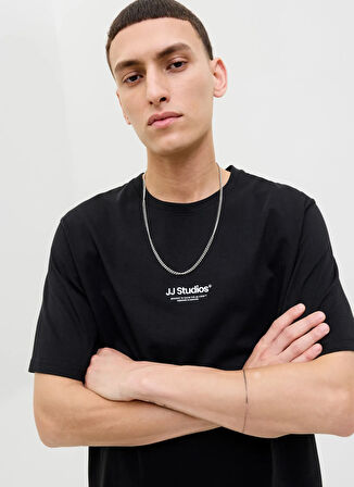 Jack & Jones Bisiklet Yaka Siyah Erkek T-Shirt 12278787_JJESOHO TEE SS CREW NECK N