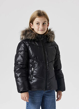 Name İt Siyah Kız Çocuk Şişme Mont 13243684