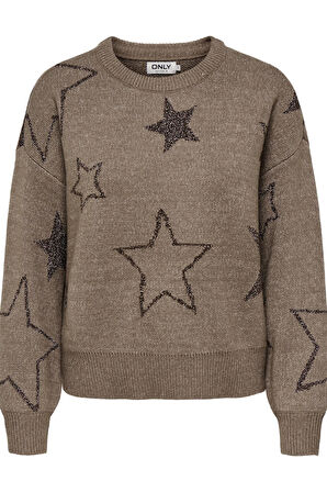 ONLY Rosie LS O-Neck Glitter Kadın Triko Kazak – Işıltılı Bisiklet Yaka 