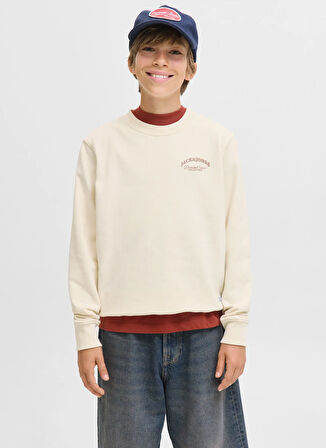 Jack & Jones Baskılı Erkek Çocuk Krem Sweatshırt 12269298