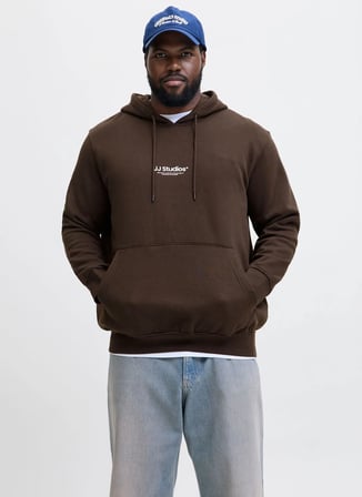 Jack & Jones Kapüşon Yaka Koyu Kahve Erkek Sweatshırt 12279516_JJESOHO SWEAT HOOD NOOS PL