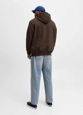 Jack & Jones Kapüşon Yaka Koyu Kahve Erkek Sweatshırt 12279516_JJESOHO SWEAT HOOD NOOS PL