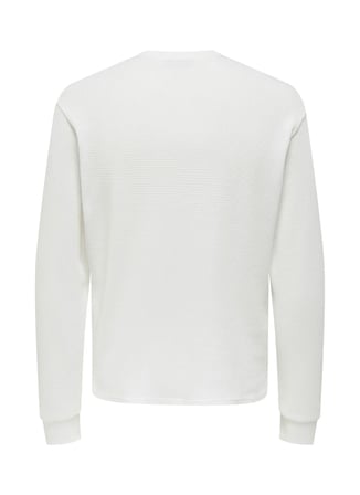 Only & Sons O Yaka Düz Beyaz Erkek T-Shirt ONSTOBIE REG LS HENLEY TEE NOOS