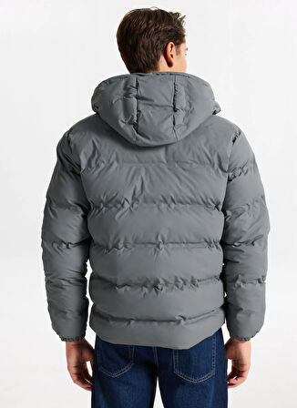 Jack & Jones Gri Erkek Mont 12279239_JJELEMENTS PU PUFFER SN